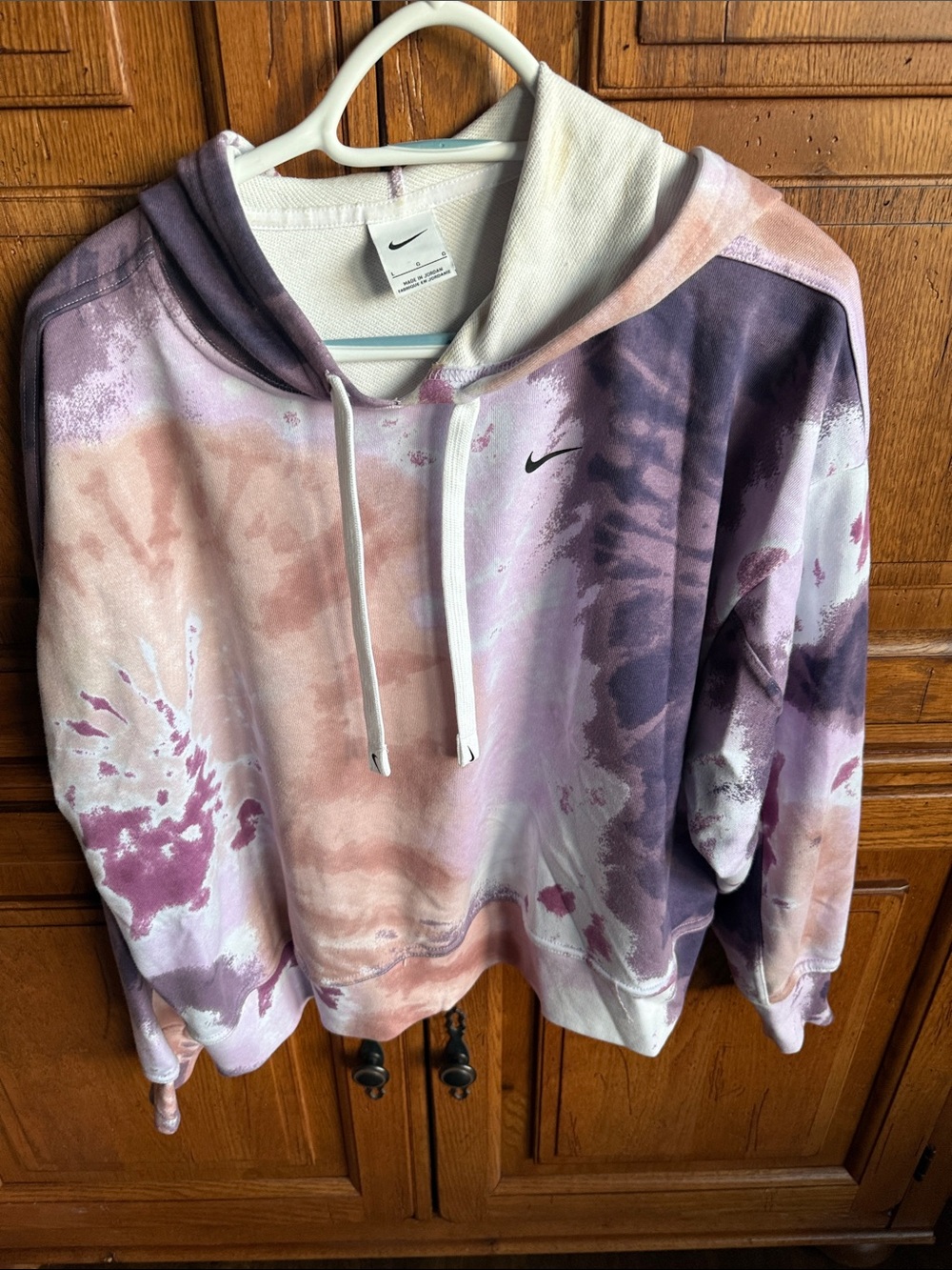 Nike Women's Tie-Dye Crew Pullover Hoodie - Pink, Purple, White